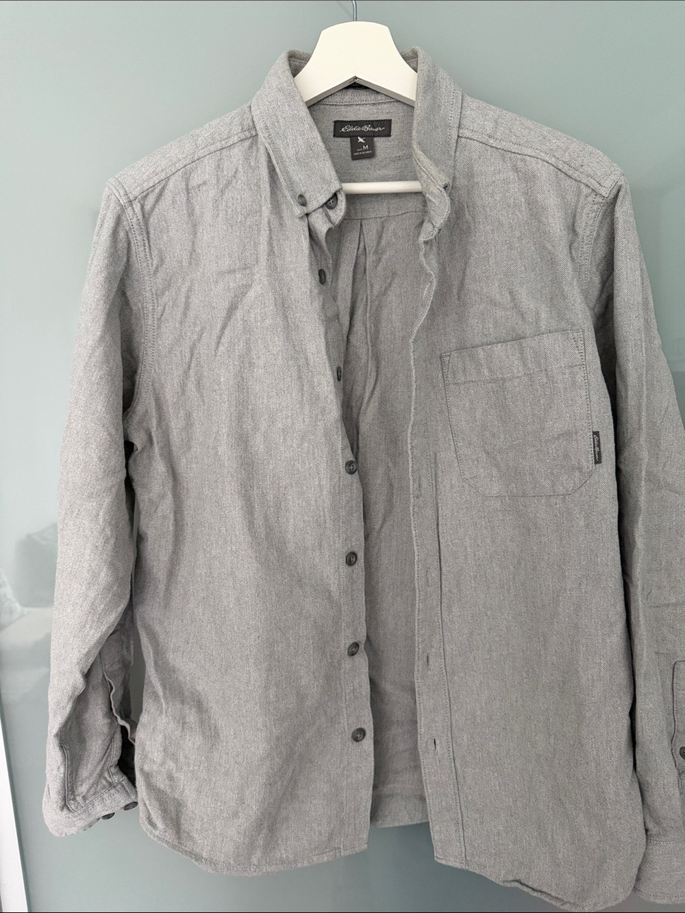 Eddie Bauer Light Gray Men's Button-Up Shirt Jacket